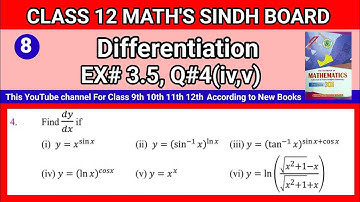 Class 12 Maths Unit 3 Exercise 3.5 Question 4(iv,v) Differentiation / Derivative