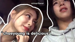 tzuyu being *sus* around chaeyoung (she thinks chaeyoung is delicious??)