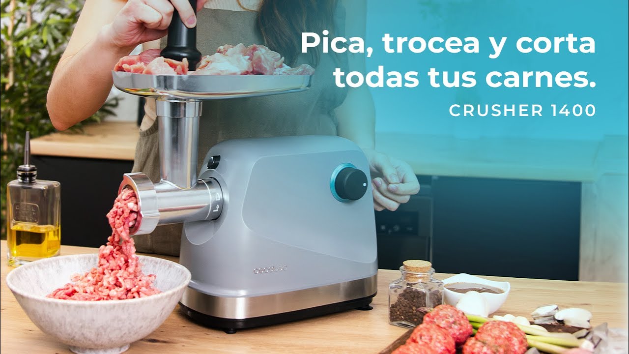 Picadora de carne eléctrica Crusher 1400 Steel de 1360 W, con 1 cuchilla y 3 placas de corte.
