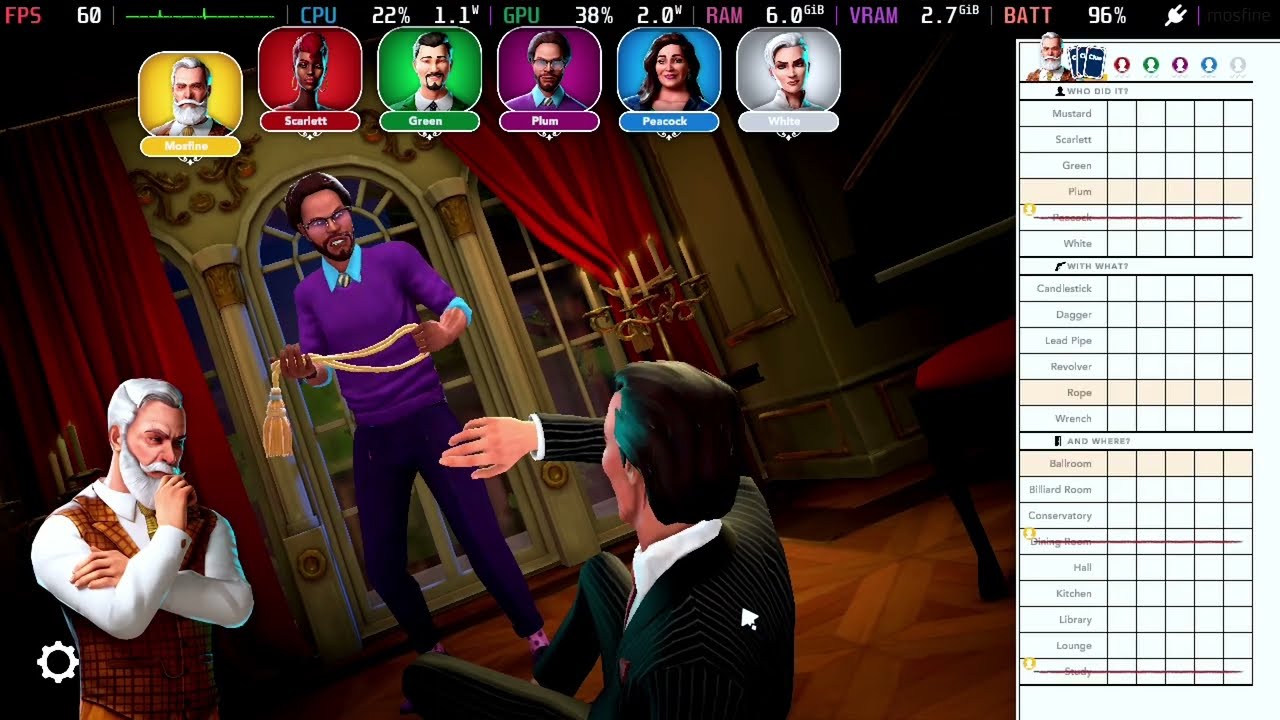 clue/cluedo . gameplay . steam deck