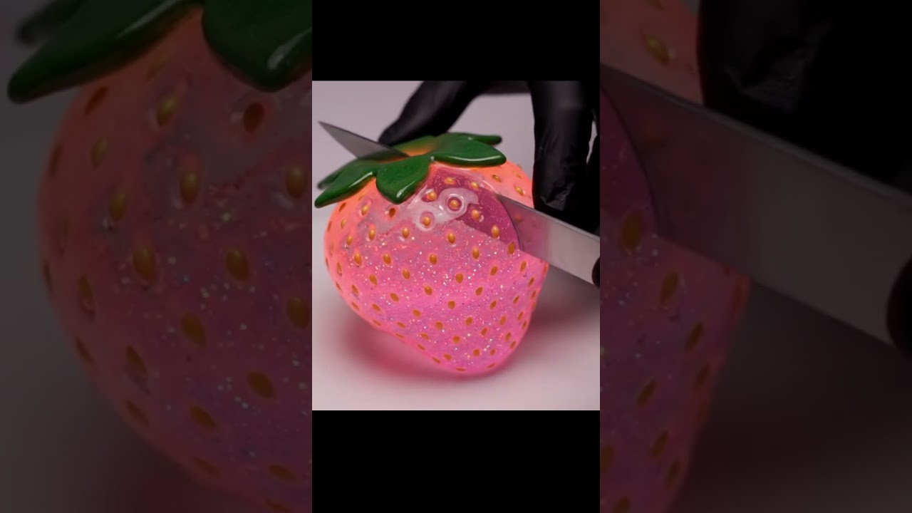 Strawberry Glitter ASMR | Cutting Glass Fruit 🍓✨ 