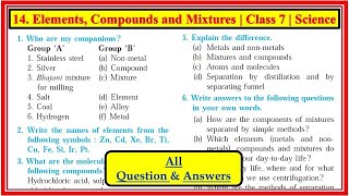 14. Elements, compounds and mixtures questions answers | class 7 science questions and answers std7