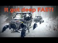 Turbo S RZR's on Carnivores and 370s Hit DEEP Snow!