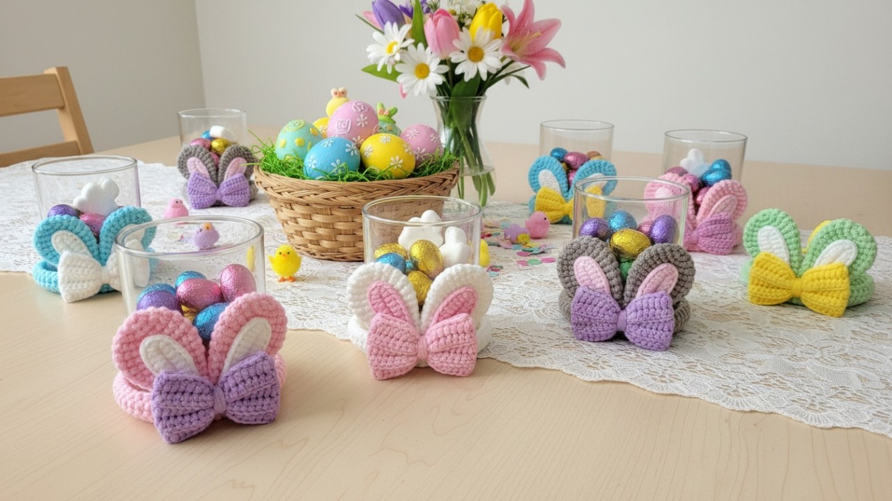 Crochet bunny coaster ✿ Easy EASTER decoration ideas 🐰