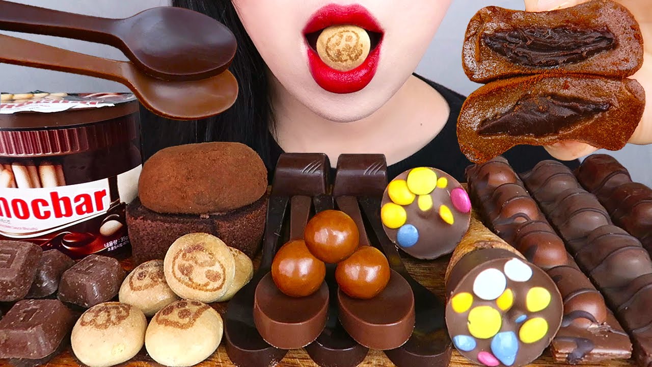 ASMR CHOCOLATE DESSERTS 초콜릿 디저트 먹방 EDIBLE SPOON, MALTEASERS, SNACKS, COOKIE EATING SOUDNS MUKBANG