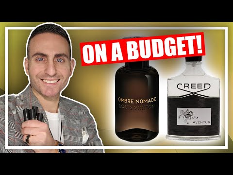 Creed Aventus, Louis Vuitton Ombre Nomade, and Bvlgari Tygar on a