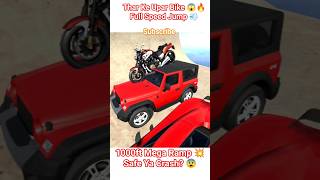 Thar + Bike 1000ft Mega Ramp Jump 😱🔥 | Double Stunt Crazy! #shorts #viral #tranding #thar