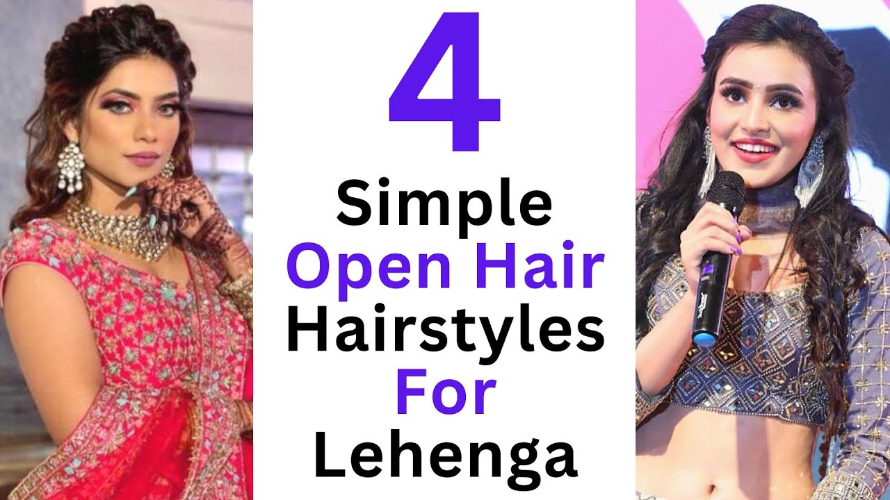 Lehenga hairstyle for Front-parted hair with lifts | Indian wedding  hairstyles, Open hairstyles, Hair puff