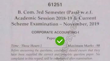 2019 Mdu BCom Pass 3rd Sem Corporate Accounting Question Paper