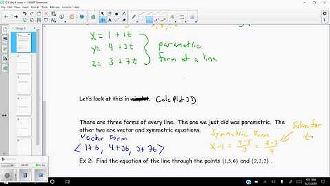 12 5 Equations of Lines and Planes Day 1 Video 1