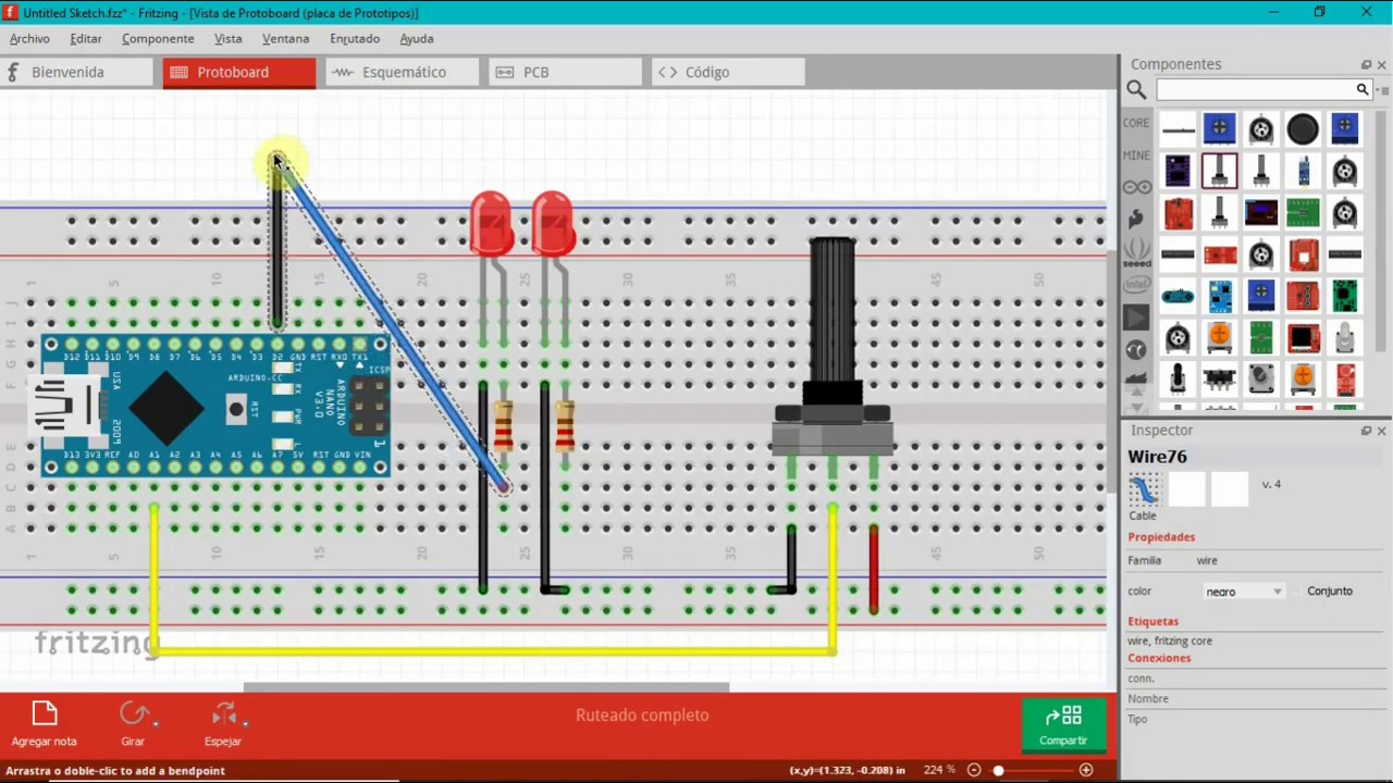Programando Leds en Arduino usando un Potenciómetro - YouTube