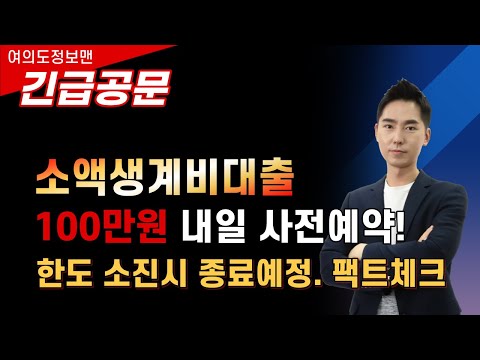 속보 100만원 소액생계비대출 내일부터 사전예약 한도소진시 종료 필요한 사람은 이렇게 하면 된다 