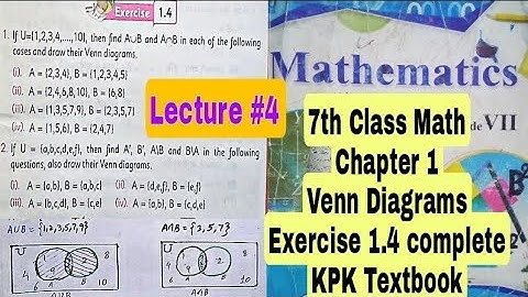 7th Class Math | Chapter 1 | Exercise 1.4 | Venn Diagrams | Pashto | QAS Videos | KPK Textbook