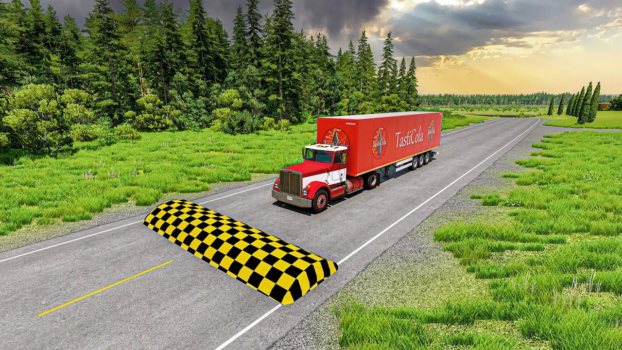 Truck vs Giant Speed Bumps CRash Hard | BeamNG.Drive | 4K 60 FPS Gameplay