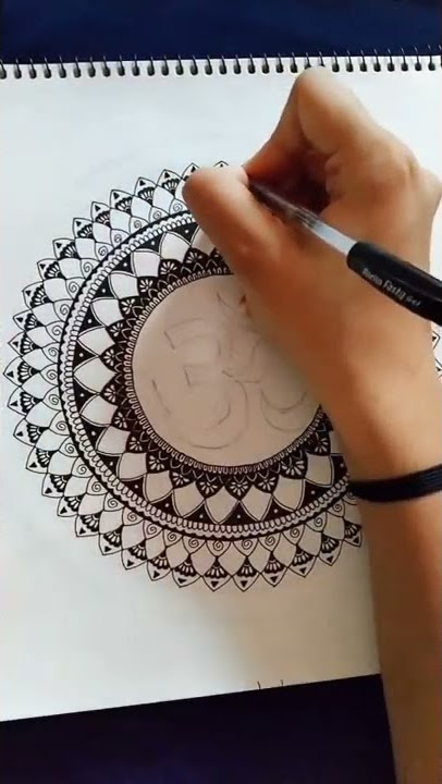 Om Mandala Art / Doodle Art / Easy Black Pen drawing / Om Design / Om Doodle Art easy design /