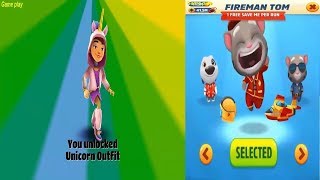 Talking Tom Gold Run vs SUBWAY SURFERS Singapore FULL GAMEPLAY Fullscreen HD screenshot 3