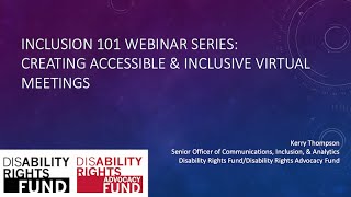 Inclusion Webinar #3: Creating Accessible & Inclusive Virtual Meetings