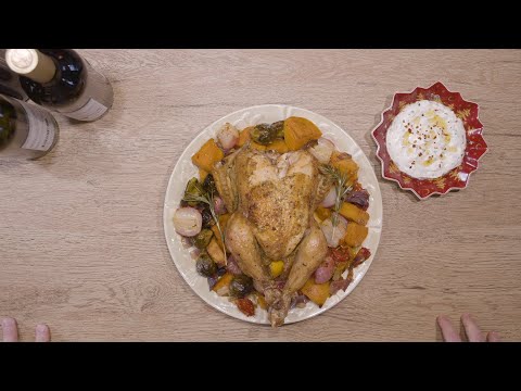 მარტივი, გემრიელი და სადღესასწაულო გამომცხვარი ქათამი ბოსტნეულთან ერთად