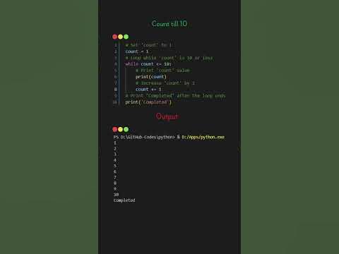 Count till 10 in Python | #python #pythonprogramming #coding - YouTube