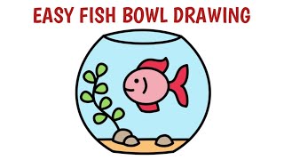 easy fish bowl drawing|fish tank drawing|how to draw a fish bowl