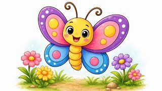 🦋 How to Draw a Butterfly for Kids | Easy Butterfly Drawing | Step-by-Step Art Tutorial ✏️