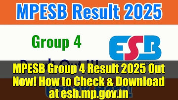 MPESB Group 4 Result 2025 Out Now! How to Check & Download at esb.mp.gov.in