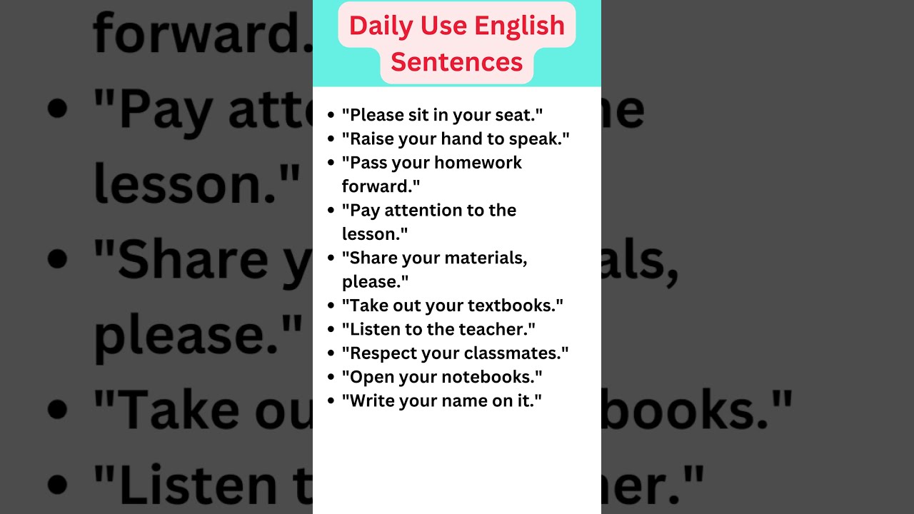 Daily Use English Sentences Classroom Speaking