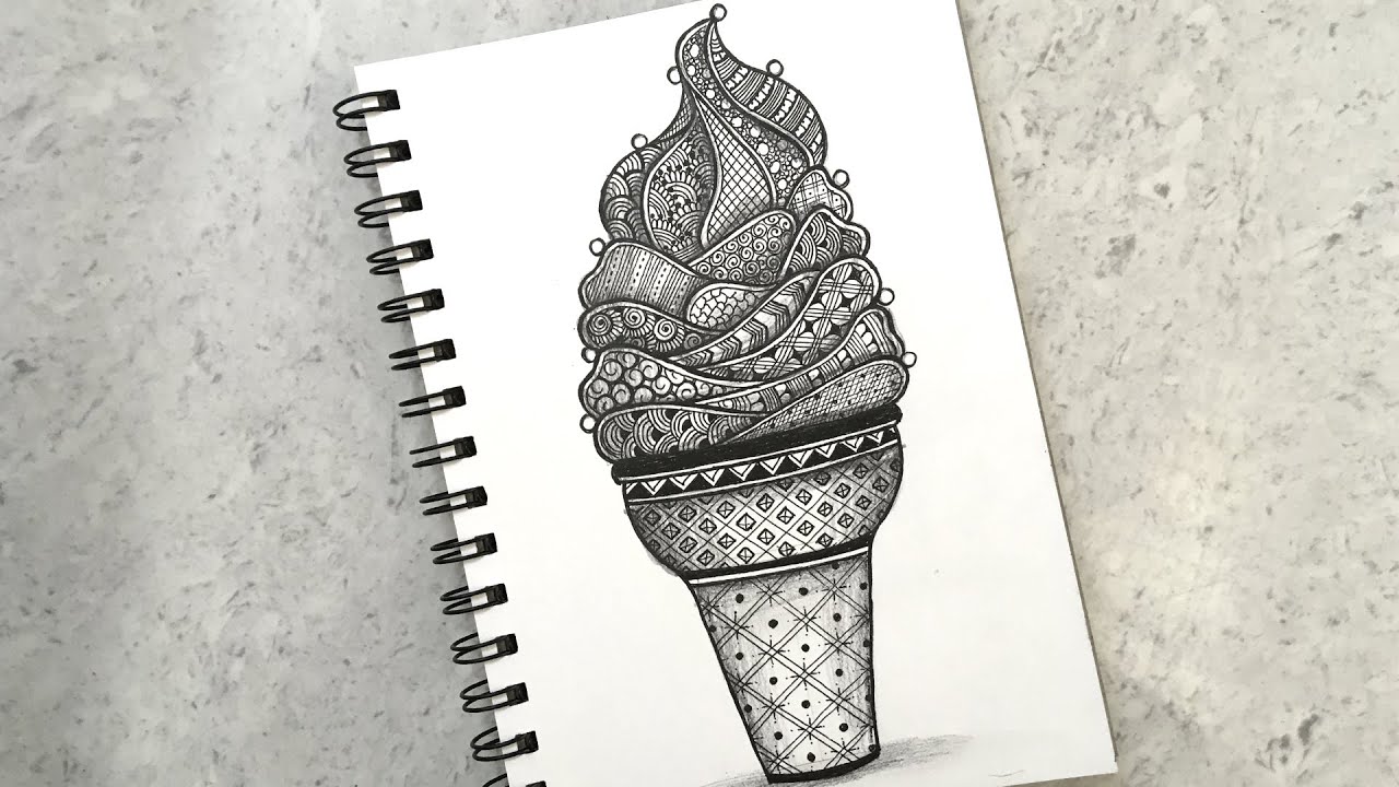 Ice Cream Mandala Art | Mandala Drawing of Ice Cream | How to Draw ...