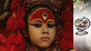 Video: 3-year old 'Kumari' virgin girl worshiped as Hindu God by Hindus and Buddhists in Nepal