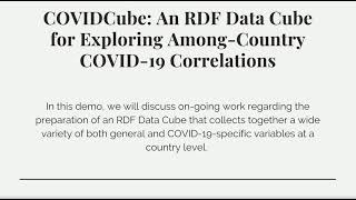 ISWC2021 P&D: COVIDCube: An RDF Data Cube for Exploring Among-Country COVID-19 Correlations