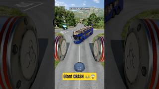 Giant Cylinder Crush Test vs Cars &amp; Buses 🚌🔥 BeamNG.drive Simulation #shorts