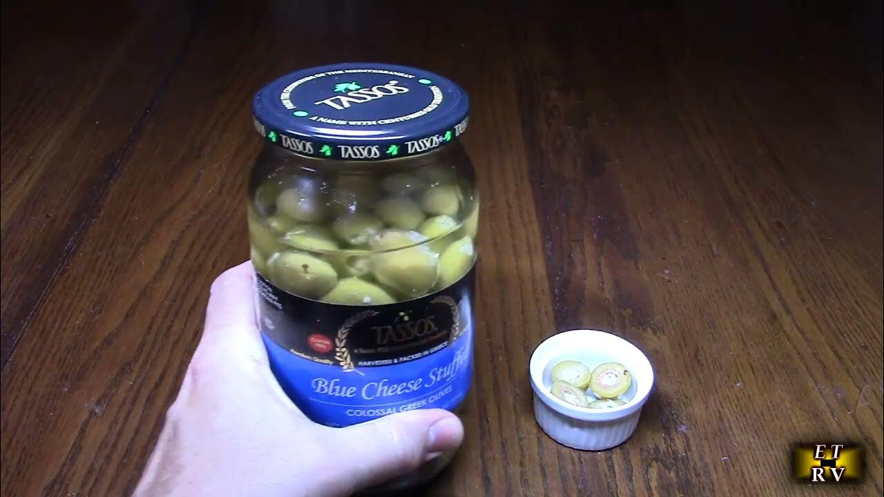 Tassos Blue Cheese Stuffed Colossal Greek Olives in Sunflower Oil