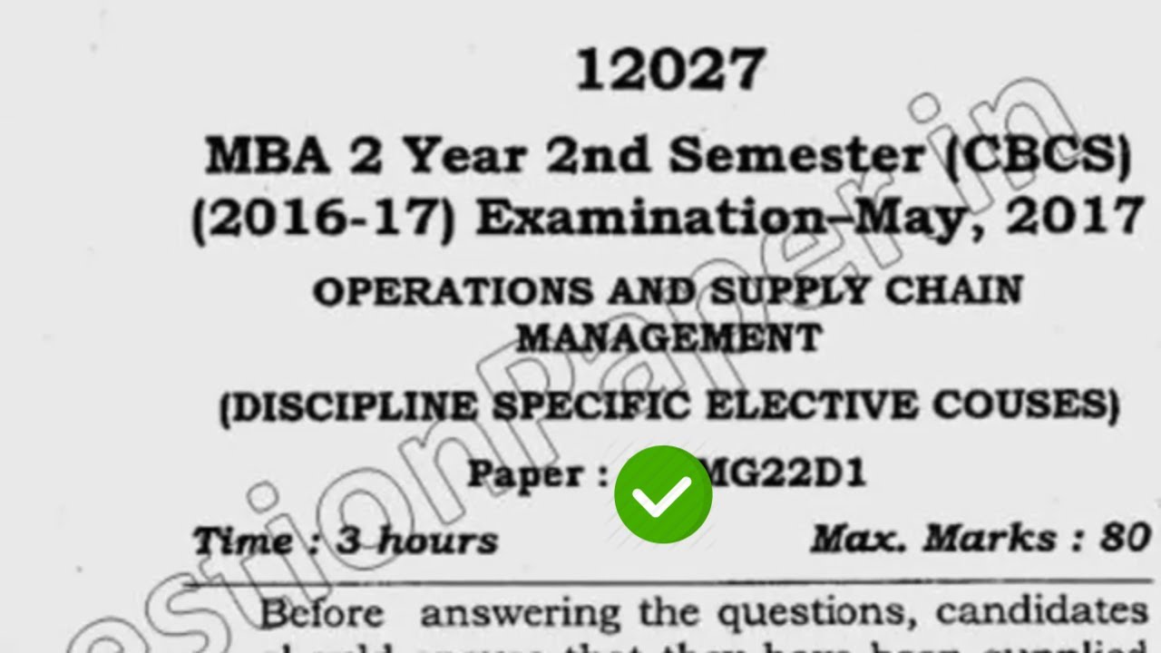 2017 Mdu MBA 2nd Sem Operations & Supply Chain Management Question ...