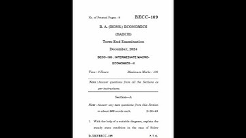 BECC-109 Dec 2024 | IGNOU Previous Year Question Paper