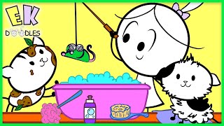 Pet cats need a BATH! How to take care of Pets with EK Doodles Fun Pet Cat Videos