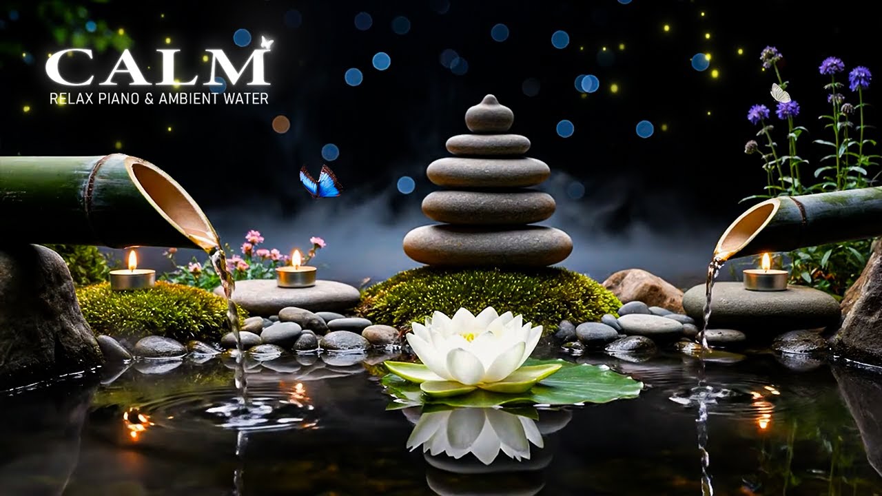 Relaxing Music + Bamboo Water Sounds 🌿 Healing Piano for Anxiety, Depression & Deep Rest