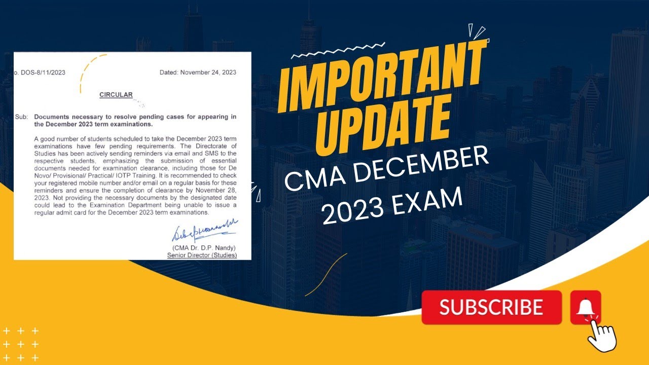 Important Update for December 2023 CMA Exam - YouTube