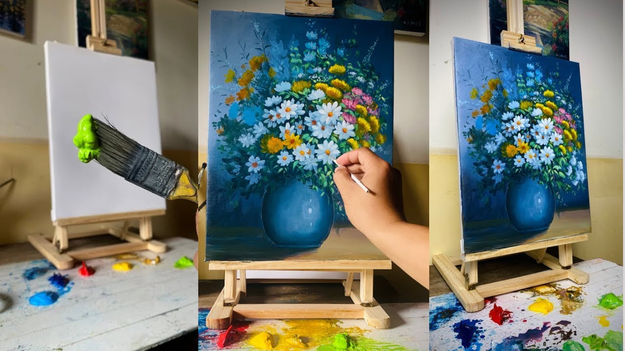 How to Paint a Beautiful Sunflower & Daisy Bouquet | Easy Acrylic Painting Tutorial 
