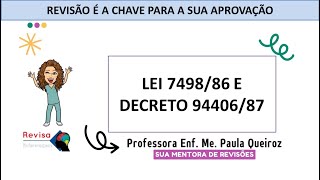 QUESTÕES  LEI 7498/1986 - LEI DO EXERCÍCIO PROFISSIONAL DA ENFERMAGEM  #enfermagem #concursopublico