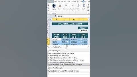 Cara Menandai Salesman yang Mencapai Target dengan Conditional Formatting Excel