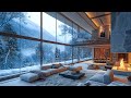 Relaxing winter jazz  cozy living room ambience with unwind smooth jazz snowfall and fireplace