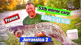 Jurassica 2 France ( 53lb mirror carp 62lb catfish ) weeks fishing with friends