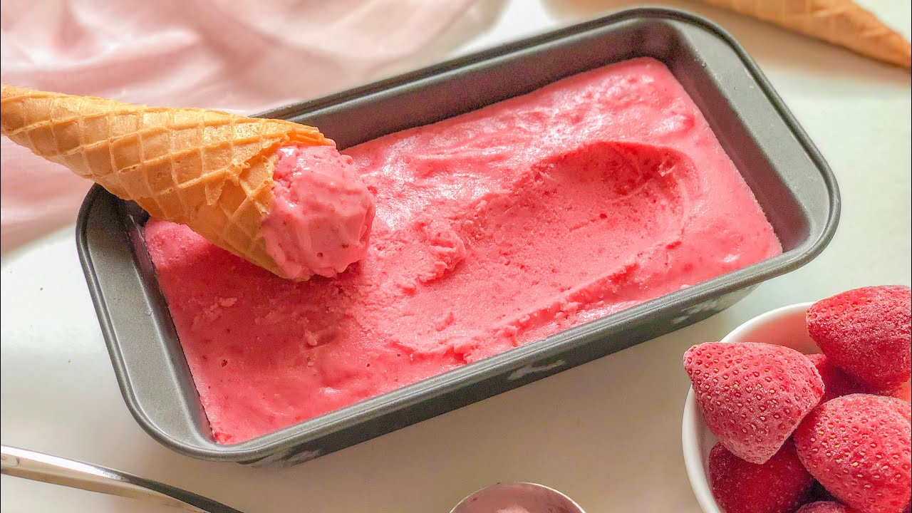 كلاص 5 دقائق بتلات مكونات فقط، مذاق وقوام رائعين 🍦 Glace fraise en 5 min top chrono 3 ingrédients