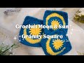 How to crochet sun  or  star  moon granny square  kait mataharibintang  bulan