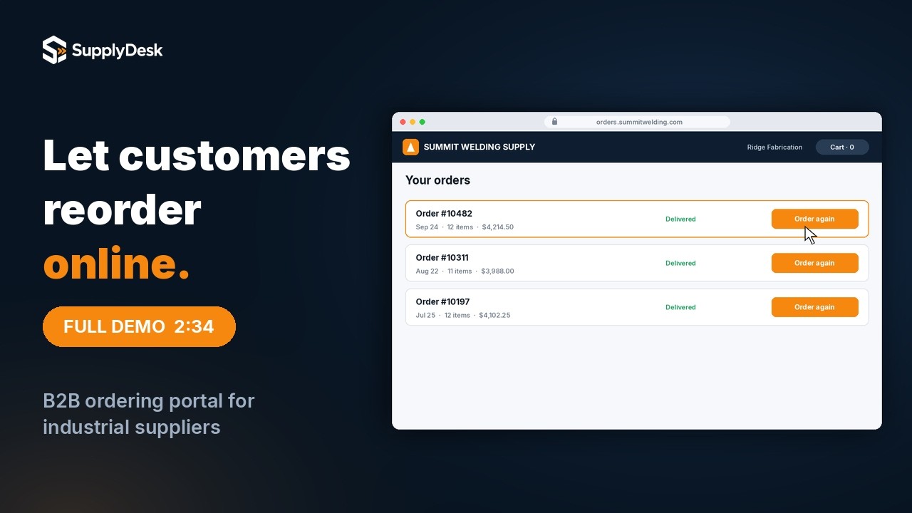 SupplyDesk B2B ordering demo video