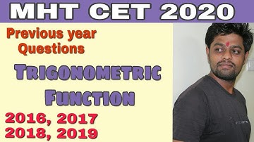 MHT-CET 2020  | Previous year questions l Trigonometric function