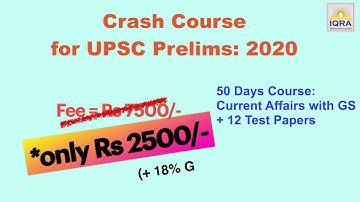 Online Crash Course For Prelims: (UPSC) 2020