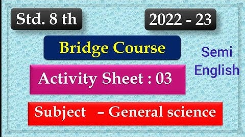 8th Class Science Bridge Course Activity 3 Semi English | Setu abhyaskram 8th class science day 3