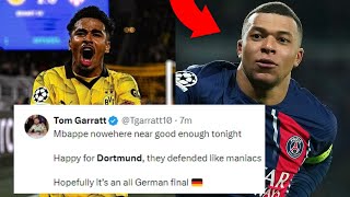 FOOTBALL WORLD REACT TO BORUSSIA DORTMUND BEATING PSG | PSG VS DORTMUND REACTIONS