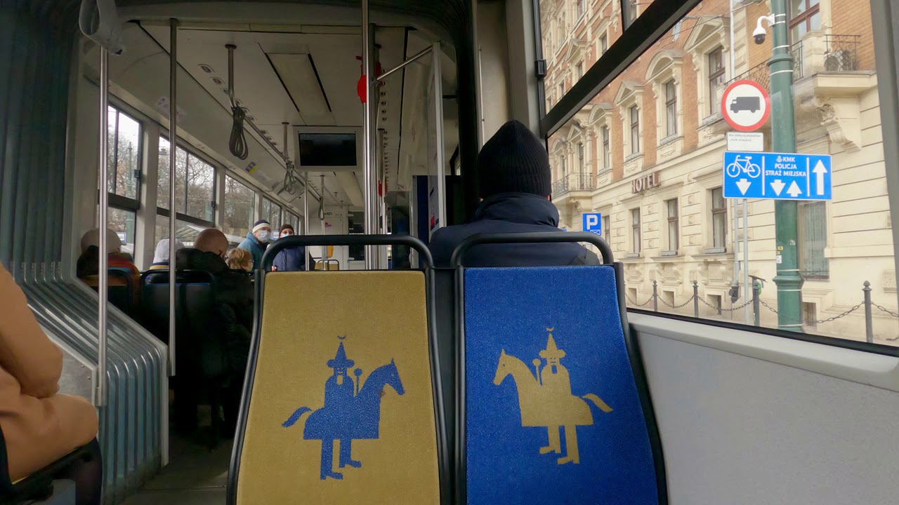 Cracow (Kraków), Poland - Tram 14, ride from Dąbie to Plac Inwalidów - 4K 60fps POV - March 2021